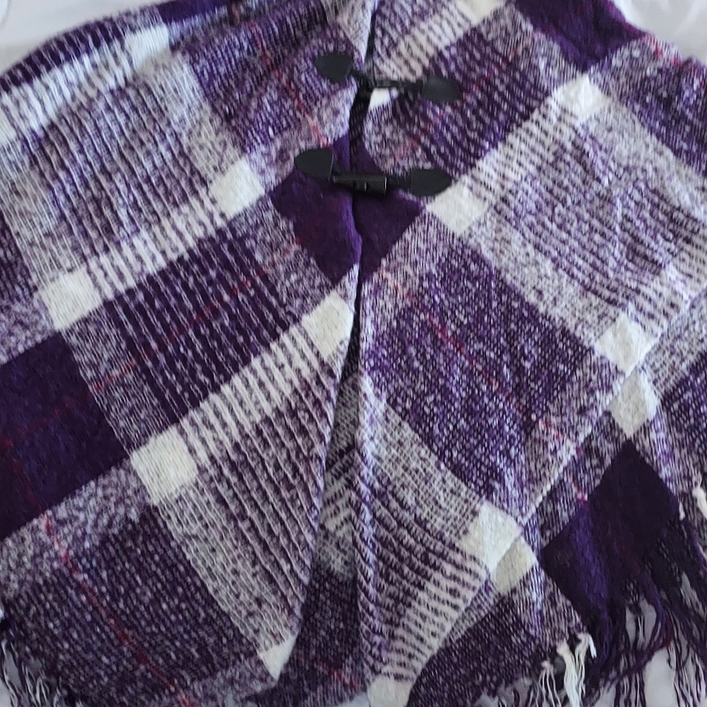 Plaid Purple Poncho